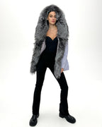 Genuine Silver Fox Fur Trim Rabbit Fur Insulated Parka - SJB-DIAMOND ELITES