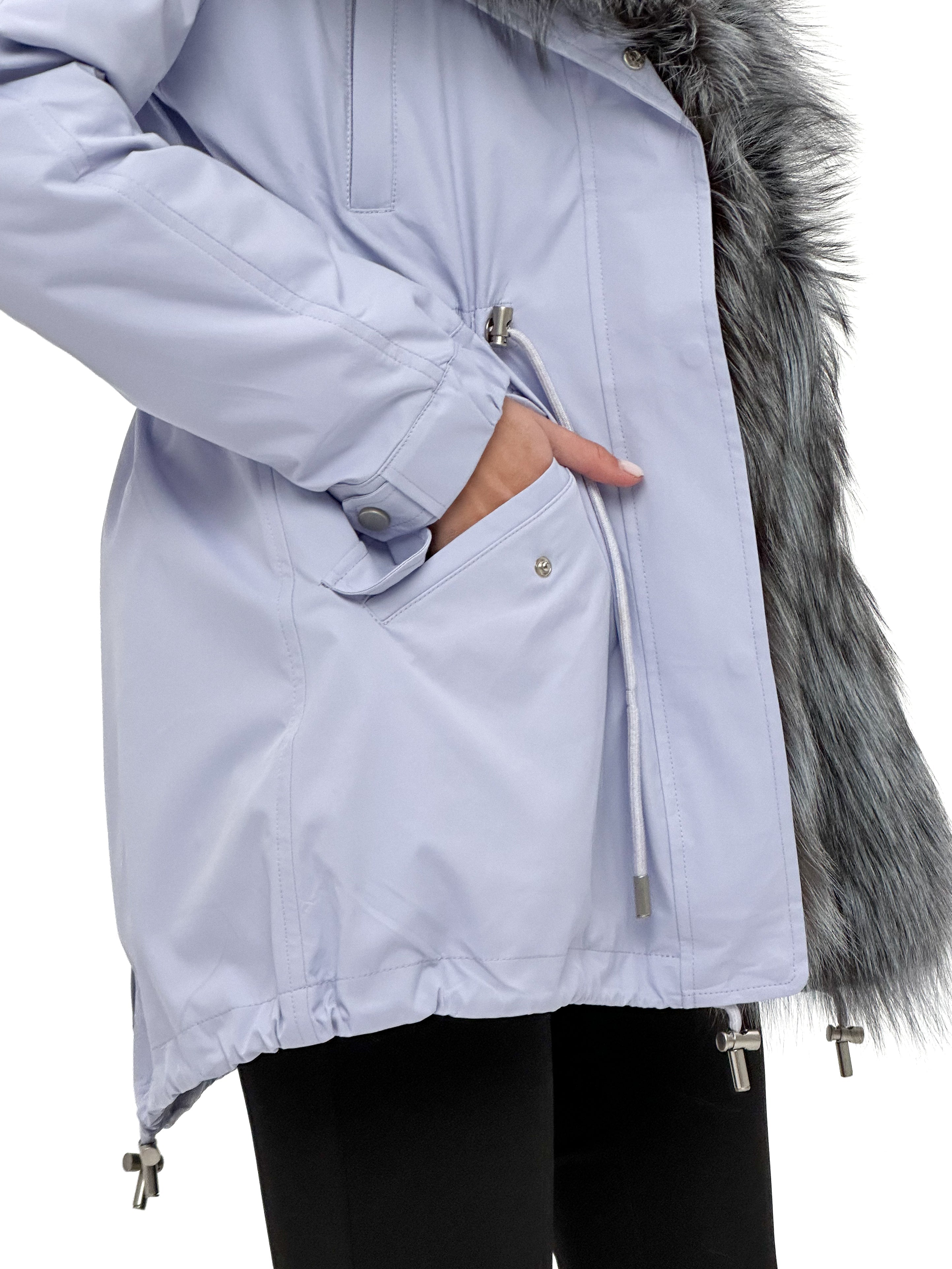 Genuine Silver Fox Fur Trim Rabbit Fur Insulated Parka - SJB-DIAMOND ELITES