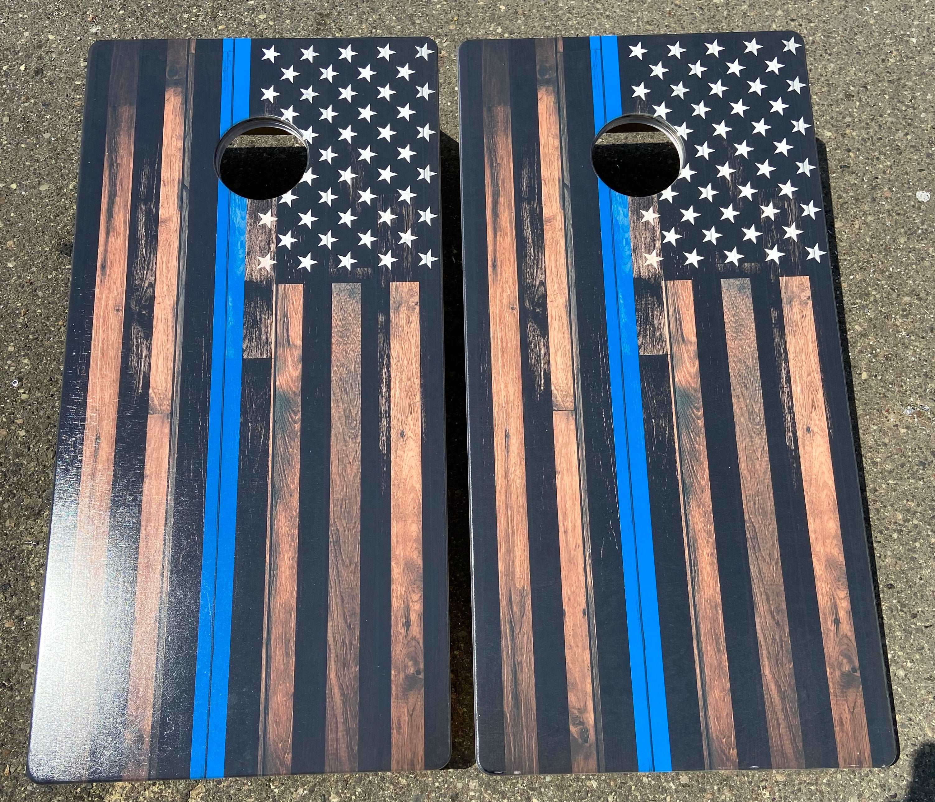 Blue line flag - personalization available blastcornhole