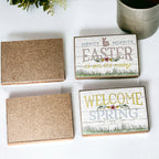 Easter Spring Floral Block Signs Set - Watercolor Bunny and Hippity Hoppity BandsCo Straps