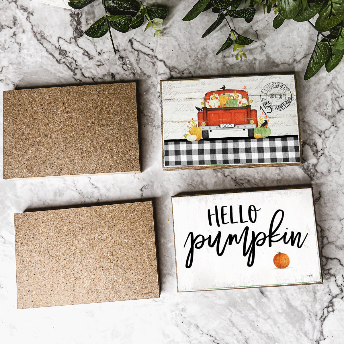 Hello Pumpkin Rustic Wood Sign 6x4 Fall Home Decor Off White Black Script BandsCo Straps