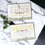 Easter Spring Floral Block Signs Set - Watercolor Bunny and Hippity Hoppity BandsCo Straps