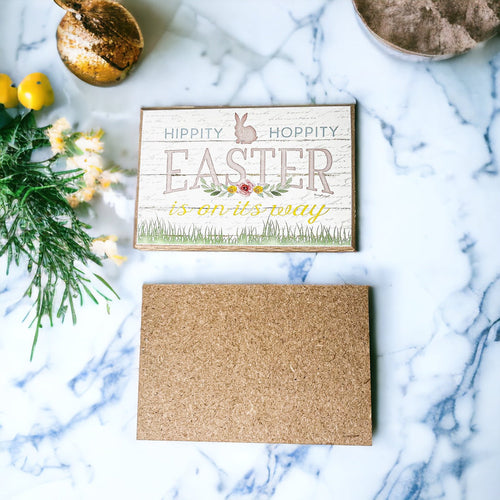 Easter Spring Floral Block Signs Set - Watercolor Bunny and Hippity Hoppity BandsCo Straps