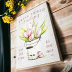 Fresh Tulips Wooden Block Sign Spring Summer Farmhouse Floral Home Decor Rustic Shelf Sitter