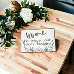 Home BeeGins Wooden Block Sign 6x4x1 Rustic Bee Home Decor Spring Summer BandsCo Straps