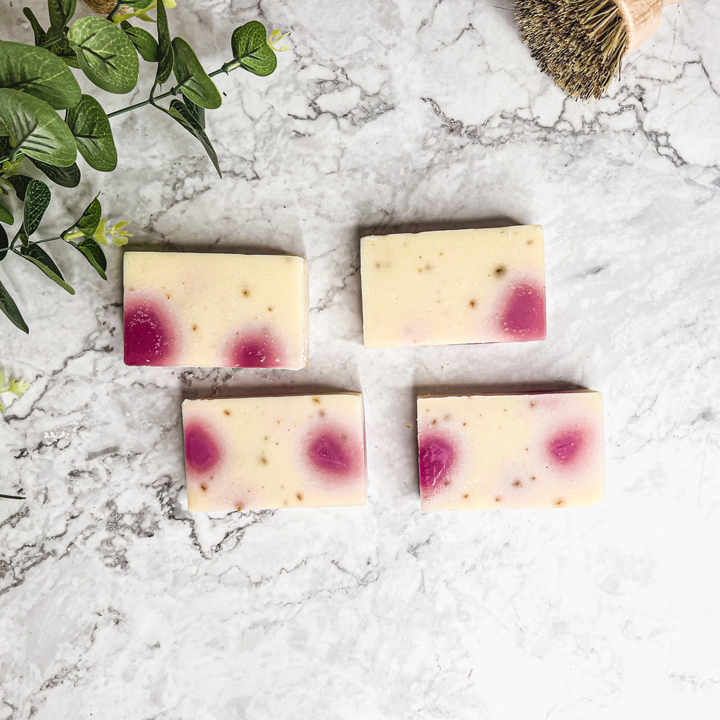Petal Dance Rose Petal Soap Bar - Sweet Floral Musk Scent, Handmade Bath Soap BandsCo Straps