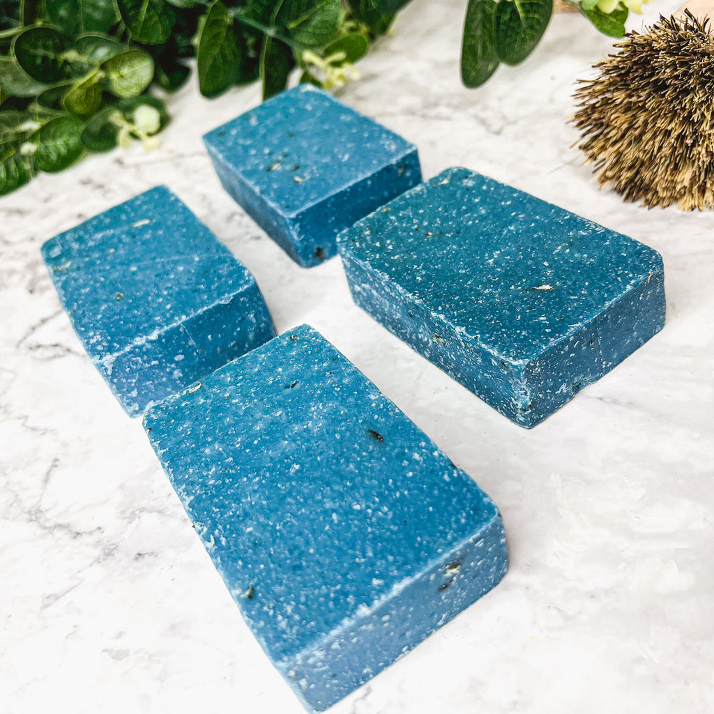 Blueberry Oatmeal Sea Salt Exfoliating Soap Bar With Ground Oats Gentle Blueberry Scent BandsCo Straps