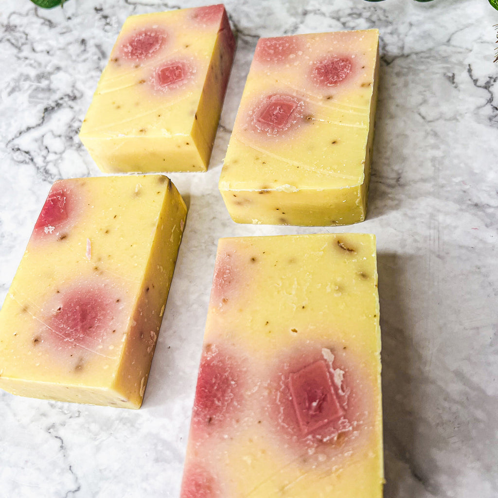 Honeysuckle Rose Petal Soap 4.5oz Organic Cold Pressed Handmade Fragrance BandsCo Straps