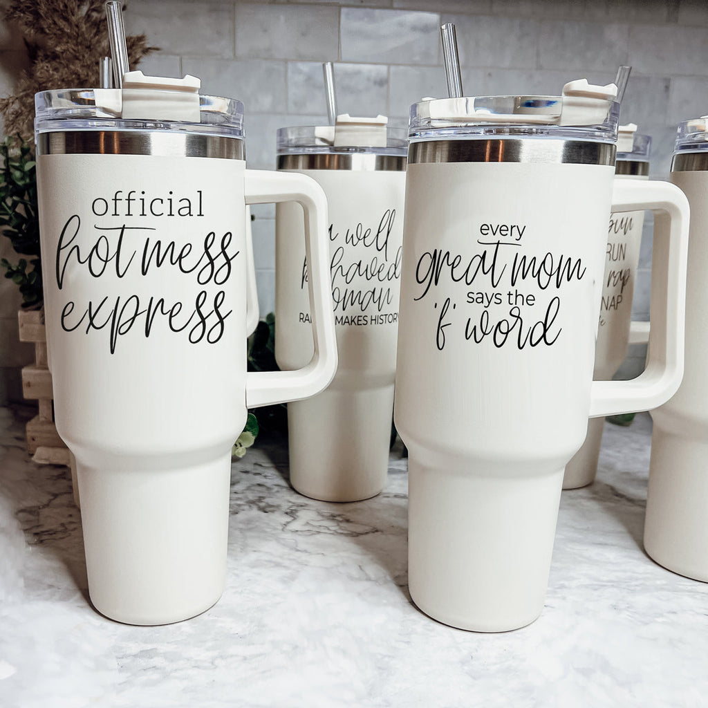 Hot Mess 40oz Tumbler With Lid And Straw - Insulated Travel Cup BandsCo Straps