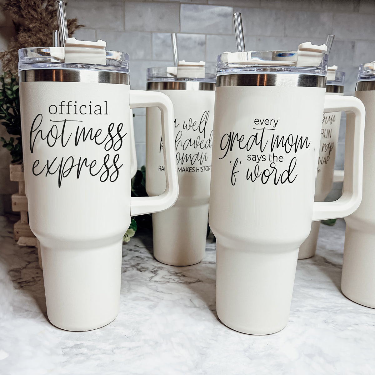 Hot Mess 40oz Tumbler With Lid And Straw - Insulated Travel Cup BandsCo Straps
