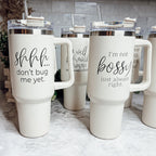 Don't Bug Me 40oz Insulated Tumbler With Handle Lid Straw Travel Mug BandsCo Straps