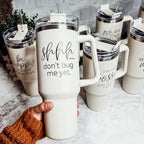 Don't Bug Me 40oz Insulated Tumbler With Handle Lid Straw Travel Mug BandsCo Straps