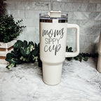 Mom Sippy Cup 40oz Insulated Travel Mug With Handle Lid And Straw BandsCo Straps