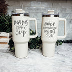 Over Stimulated 40oz Insulated Travel Mug With Handle Lid Straw Moms Tumbler BandsCo Straps