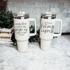 Messy Bun Mom 40oz Insulated Travel Tumbler With Handle Lid Straw - Mom Life BandsCo Straps