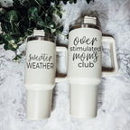 Insulated 40oz Travel Mug With Handle, Lid & Straw - Sweater Weather Fall Mug BandsCo Straps