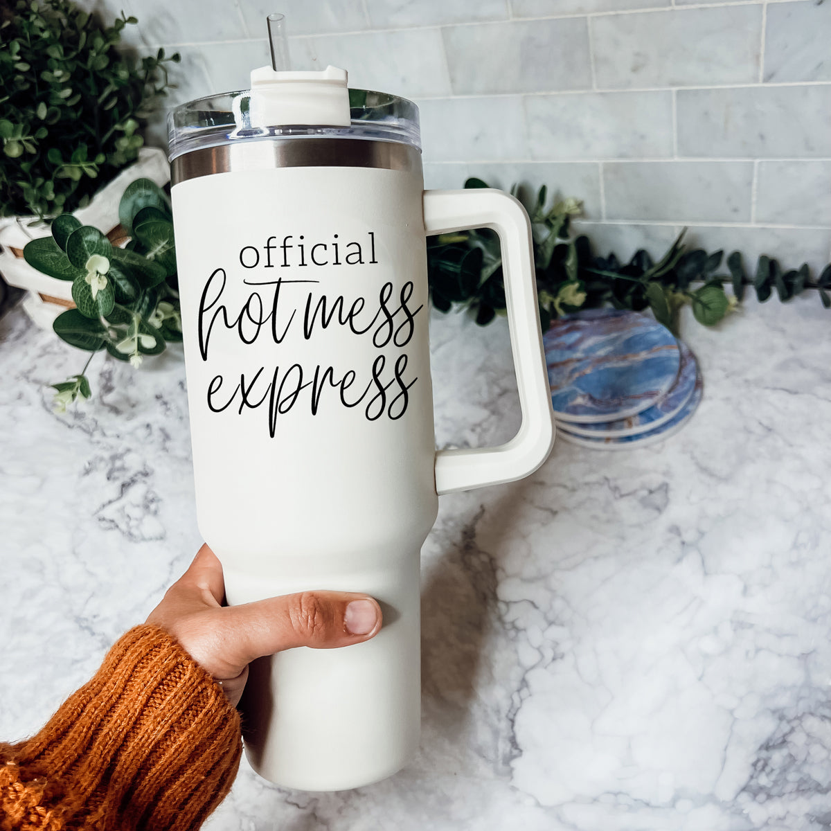 Hot Mess 40oz Tumbler With Lid And Straw - Insulated Travel Cup BandsCo Straps