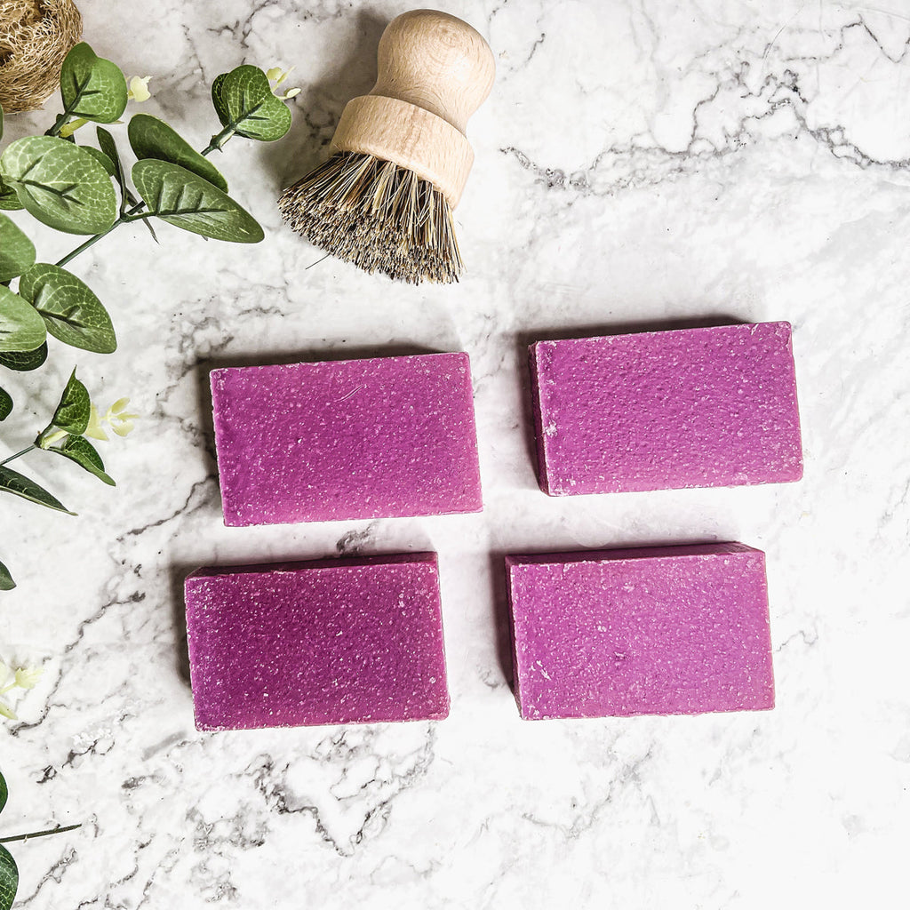 Patchouli Raspberry Soap Bar 4.5oz Exfoliating Sea Salt Natural Fragrance BandsCo Straps