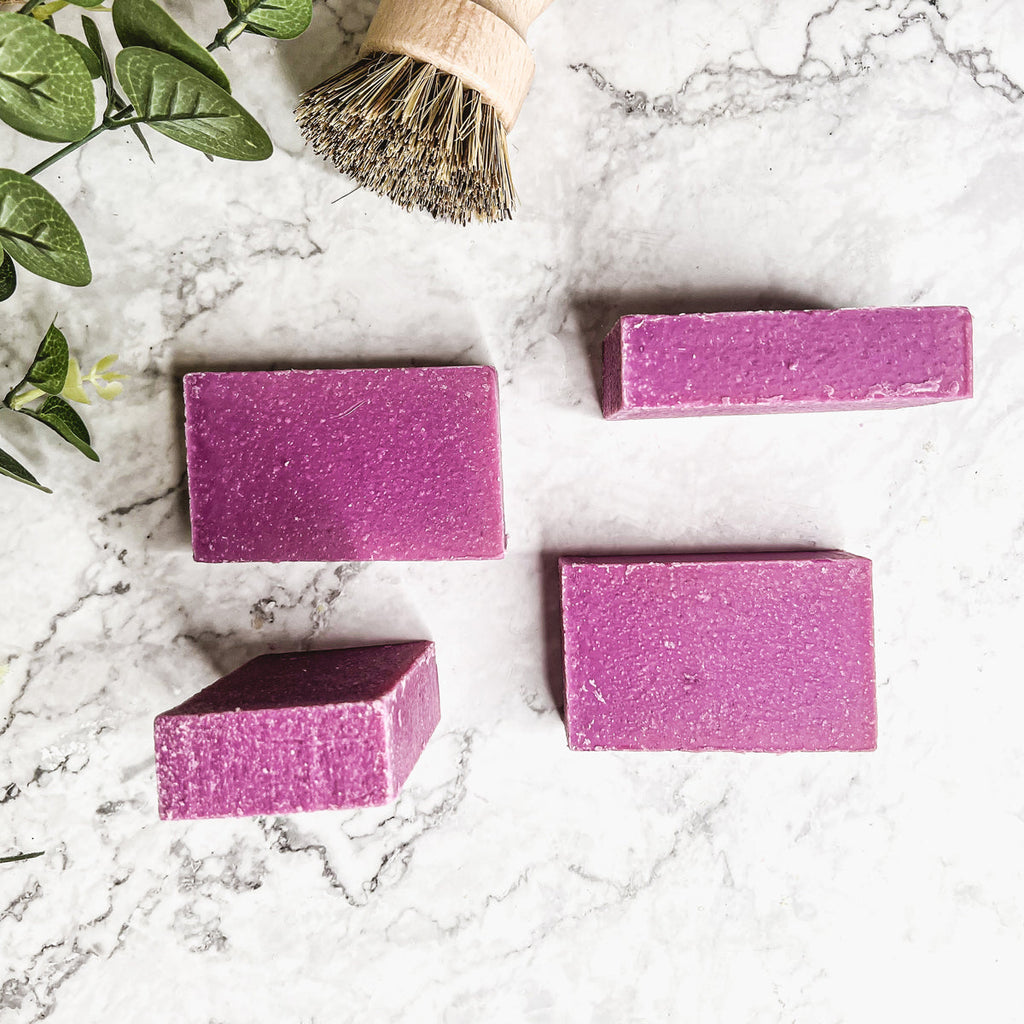 Patchouli Raspberry Soap Bar 4.5oz Exfoliating Sea Salt Natural Fragrance BandsCo Straps