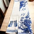 Chinoiserie Tea Towels 100% Cotton Oversized Embroidered Dish Towels Tassels BandsCo Straps