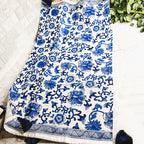 Chinoiserie Tea Towels 100% Cotton Oversized Embroidered Dish Towels Tassels BandsCo Straps