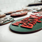 Imperfect Merry Bright 3D Handcrafted Wooden Christmas Ornament Set Limited Edition Tree Hanging Decor