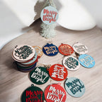 Imperfect Merry Bright 3D Handcrafted Wooden Christmas Ornament Set Limited Edition Tree Hanging Decor