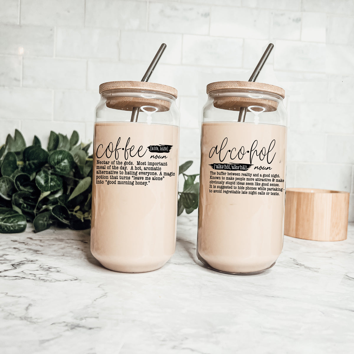 17oz Glass Tumbler With Bamboo Lid And Straw Reusable Insulated Cup For Coffee Tea Beer BandsCo Straps