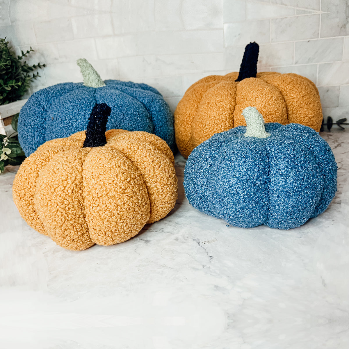 Plush Pumpkin Throw Pillow Decorative Fall Pillow Soft Cuddle Pumpkin Decor BandsCo Straps
