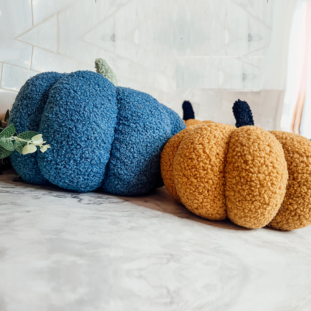 Plush Pumpkin Throw Pillow Decorative Fall Pillow Soft Cuddle Pumpkin Decor BandsCo Straps