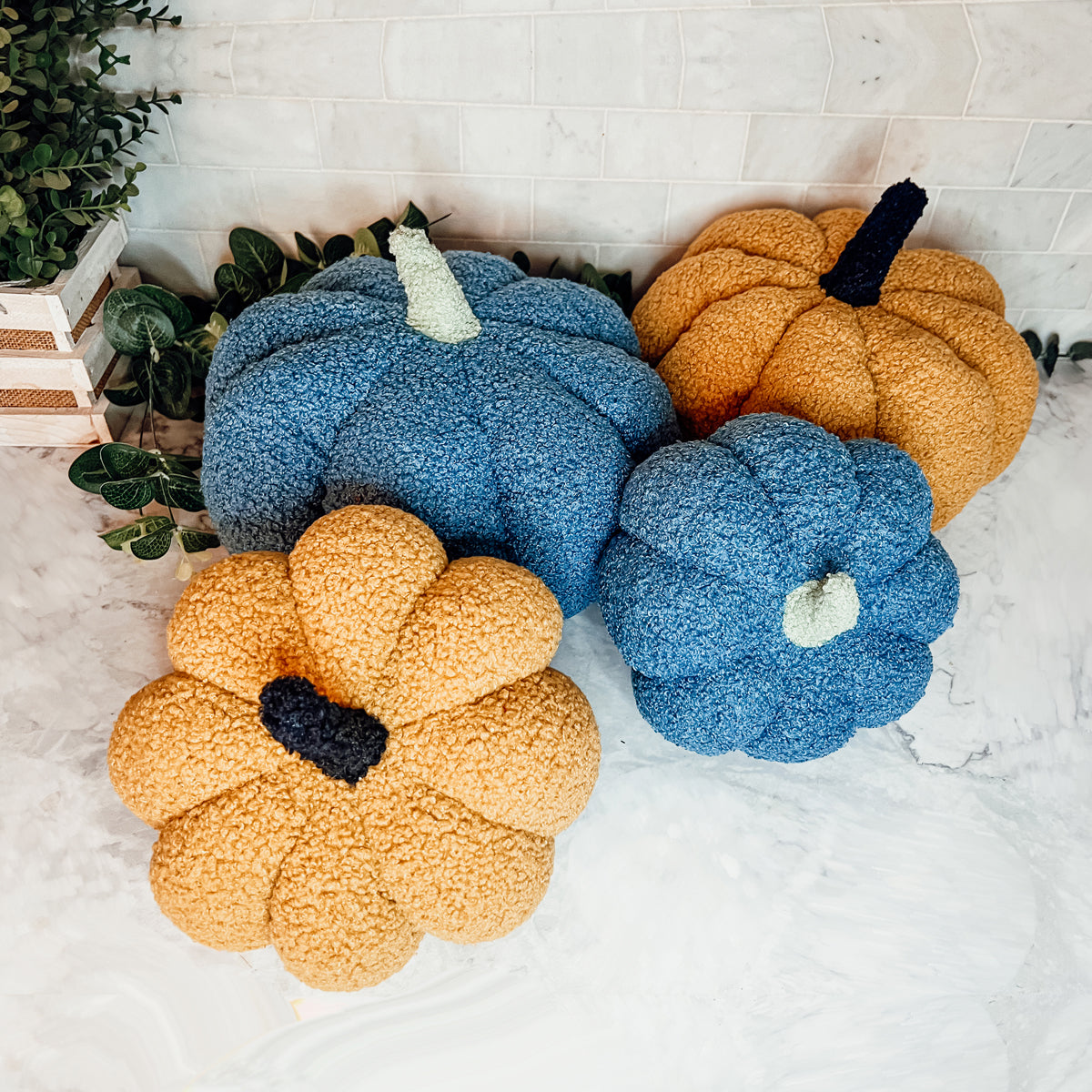 Plush Pumpkin Throw Pillow Decorative Fall Pillow Soft Cuddle Pumpkin Decor BandsCo Straps
