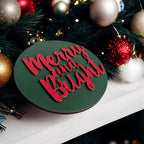 Imperfect Merry Bright 3D Handcrafted Wooden Christmas Ornament Set Limited Edition Tree Hanging Decor
