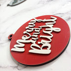 Imperfect Merry Bright 3D Handcrafted Wooden Christmas Ornament Set Limited Edition Tree Hanging Decor