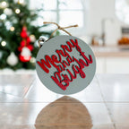 Imperfect Merry Bright 3D Handcrafted Wooden Christmas Ornament Set Limited Edition Tree Hanging Decor