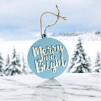 Imperfect Merry Bright 3D Handcrafted Wooden Christmas Ornament Set Limited Edition Tree Hanging Decor