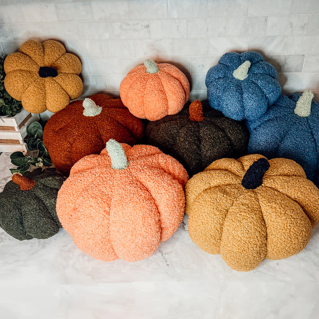 Plush Pumpkin Throw Pillow Decorative Fall Pillow Soft Cuddle Pumpkin Decor BandsCo Straps