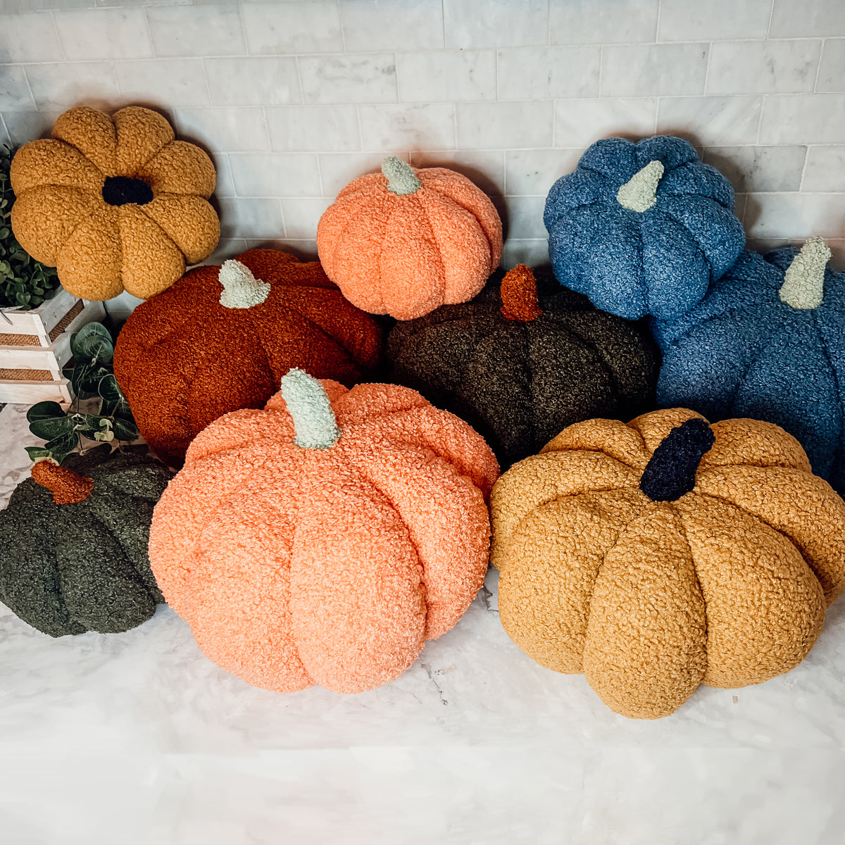 Plush Pumpkin Throw Pillow Decorative Fall Pillow Soft Cuddle Pumpkin Decor BandsCo Straps