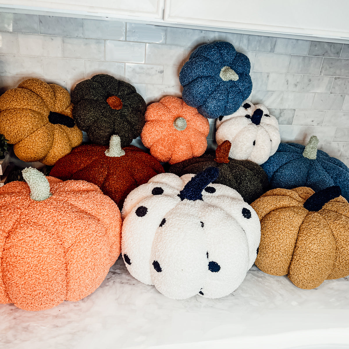 Plush Pumpkin Throw Pillow Decorative Fall Pillow Soft Cuddle Pumpkin Decor BandsCo Straps