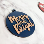 Imperfect Merry Bright 3D Handcrafted Wooden Christmas Ornament Set Limited Edition Tree Hanging Decor