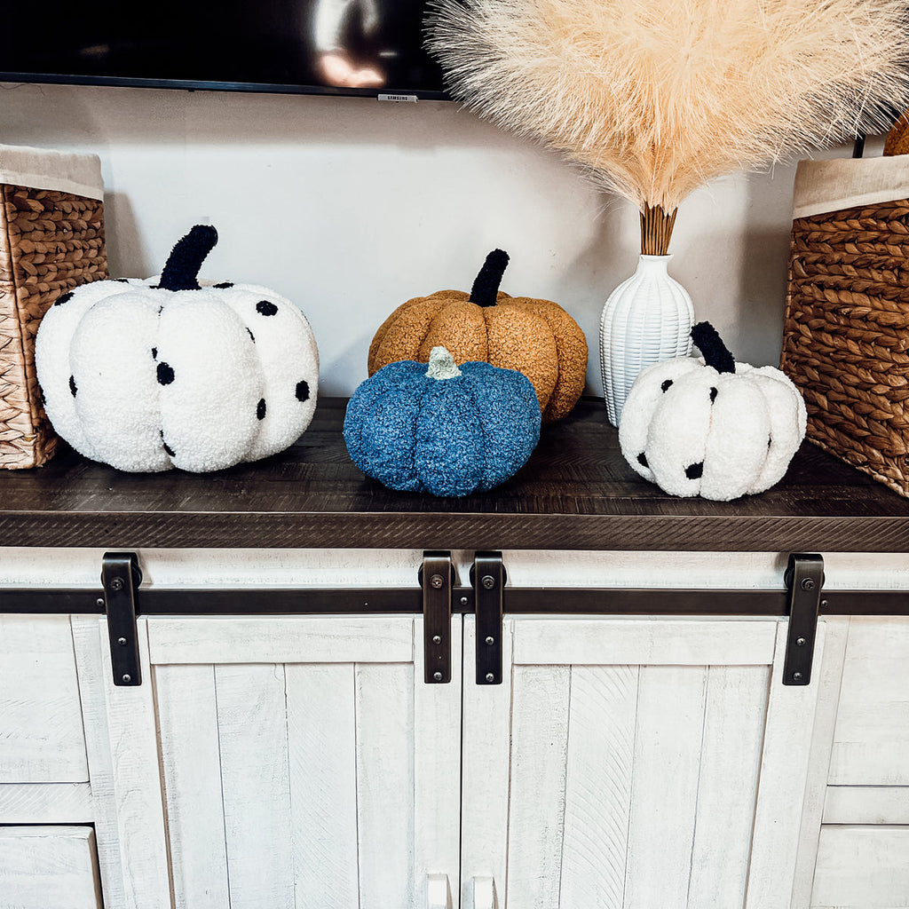 Plush Pumpkin Throw Pillow Decorative Fall Pillow Soft Cuddle Pumpkin Decor BandsCo Straps