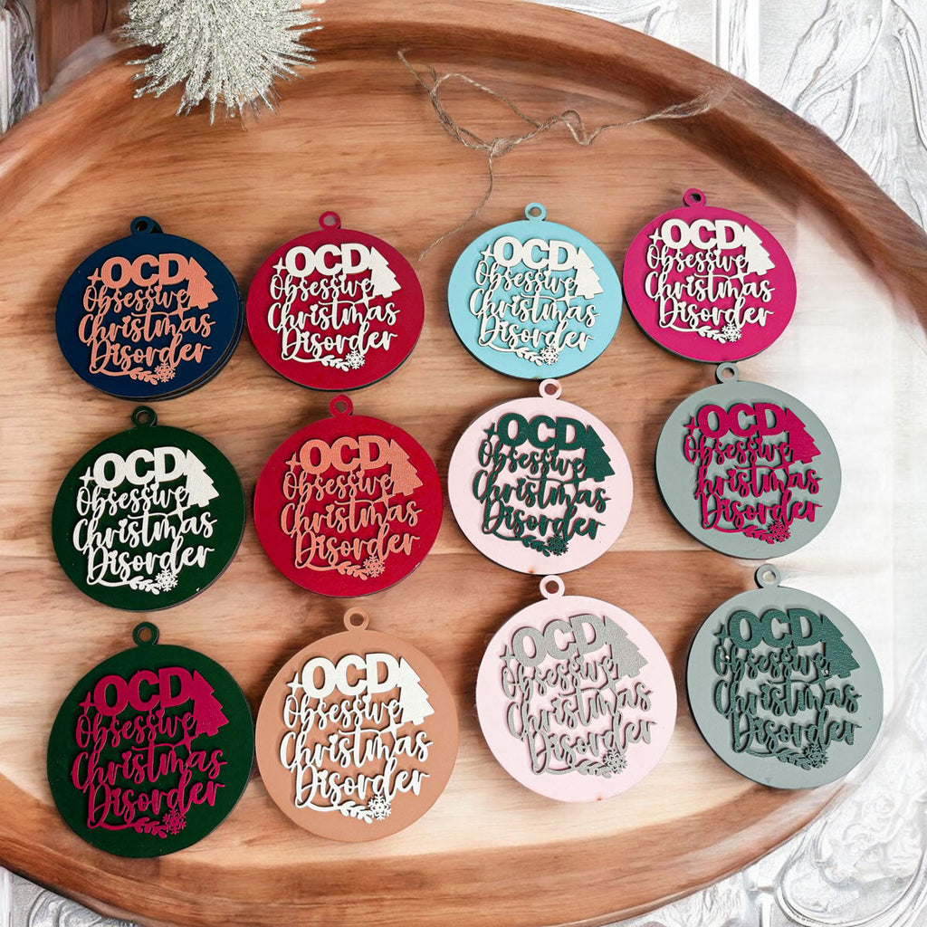 Handcrafted 3D Wooden Christmas Ornaments Imperfect OCD Style Limited Edition Tree Hanging Decor BandsCo Straps
