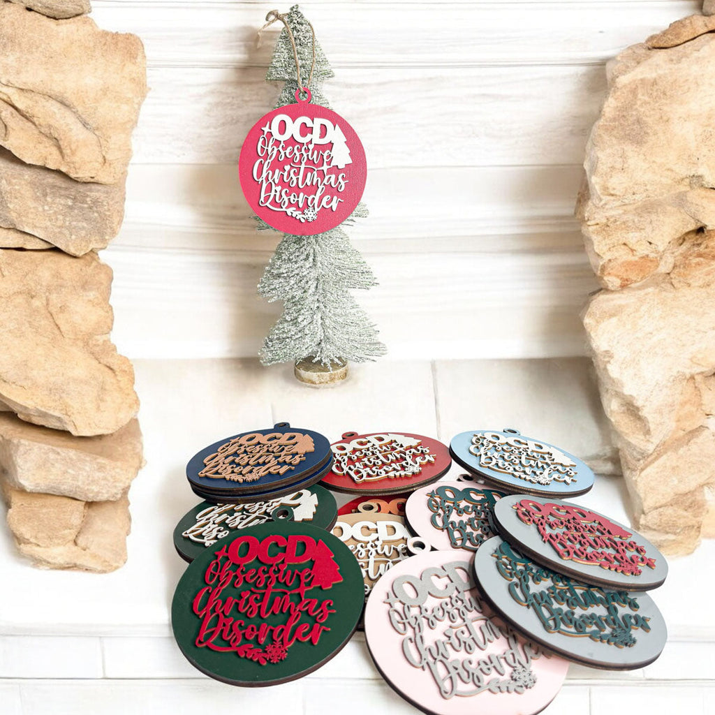 Handcrafted 3D Wooden Christmas Ornaments Imperfect OCD Style Limited Edition Tree Hanging Decor BandsCo Straps