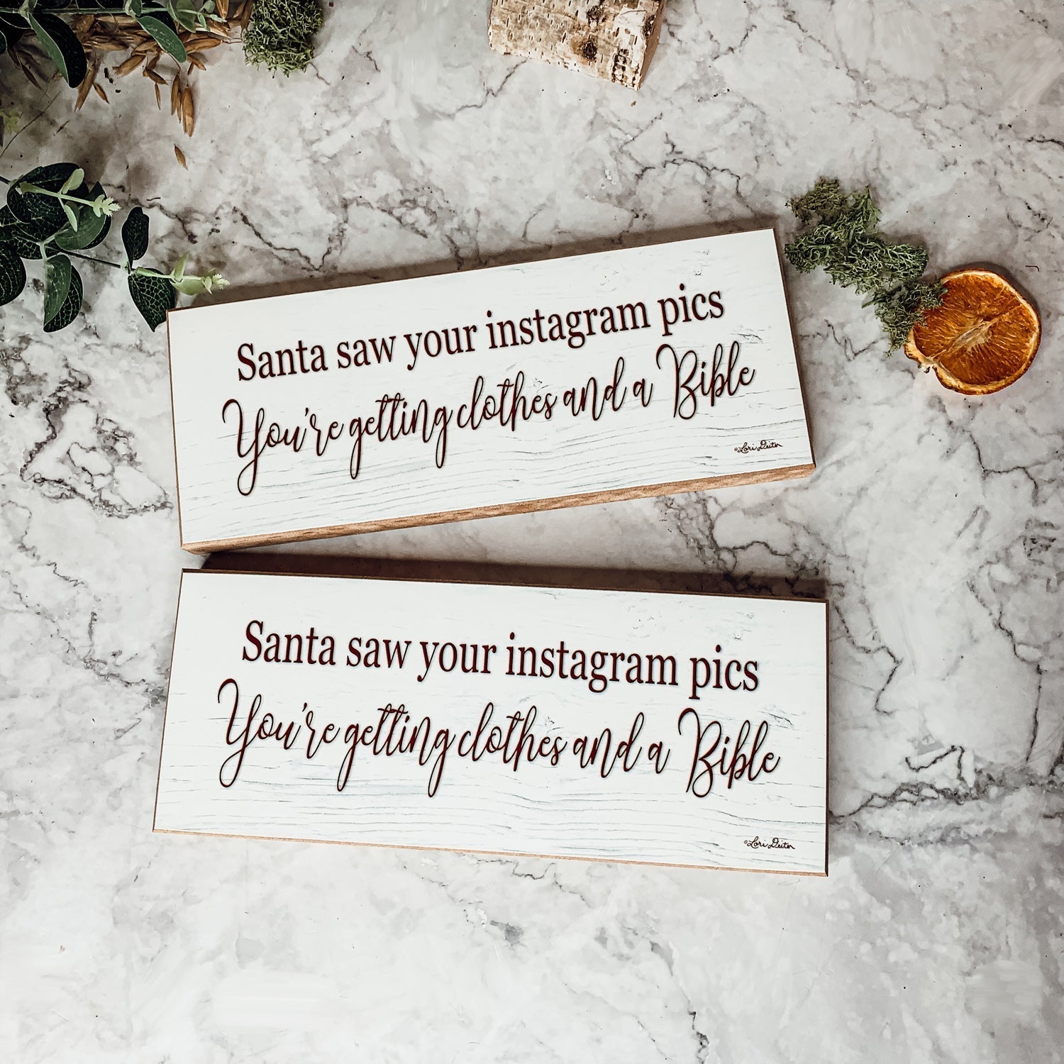 Handmade Wood Christmas Sign Santa Saw Your Instagram He Is Getting You Clothes And A Bible Mantel BandsCo Straps