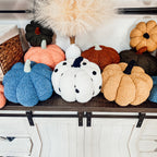 Plush Pumpkin Throw Pillow Decorative Fall Pillow Soft Cuddle Pumpkin Decor BandsCo Straps