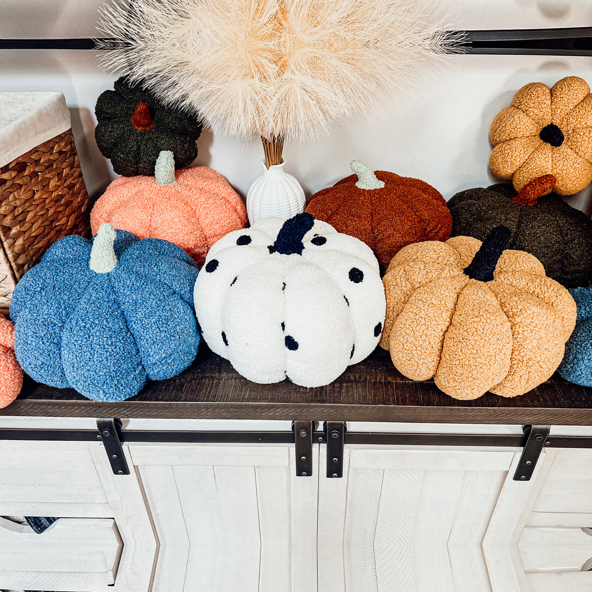 Plush Pumpkin Throw Pillow Decorative Fall Pillow Soft Cuddle Pumpkin Decor BandsCo Straps