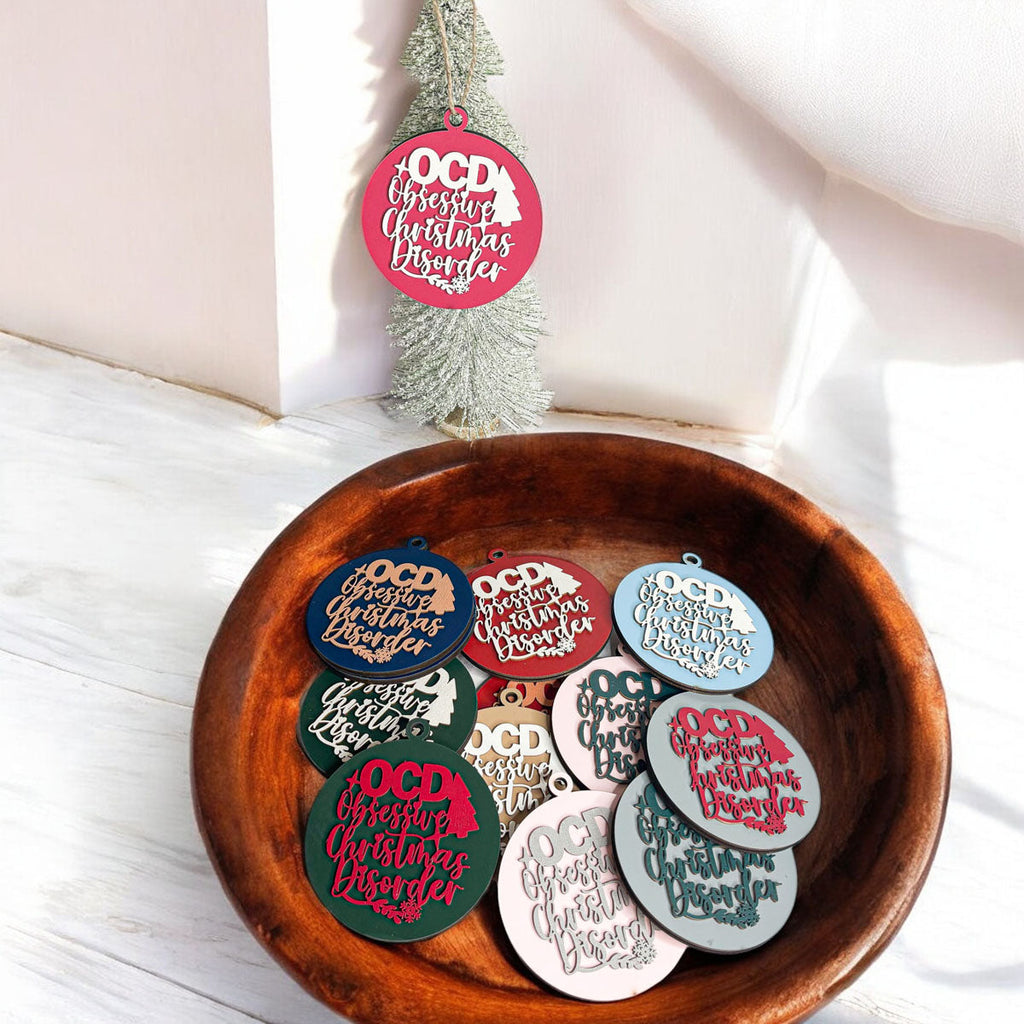 Handcrafted 3D Wooden Christmas Ornaments Imperfect OCD Style Limited Edition Tree Hanging Decor BandsCo Straps