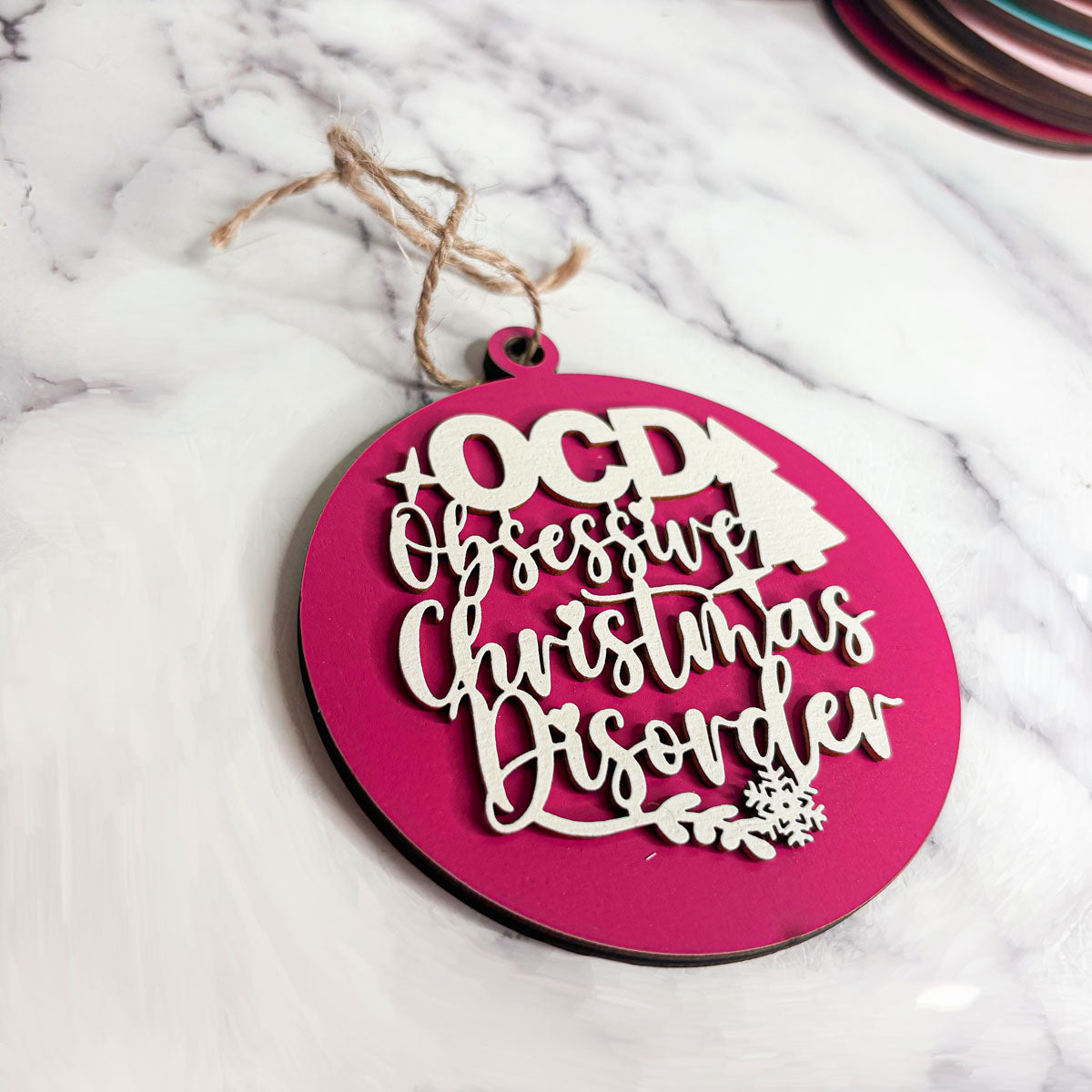 Handcrafted 3D Wooden Christmas Ornaments Imperfect OCD Style Limited Edition Tree Hanging Decor BandsCo Straps