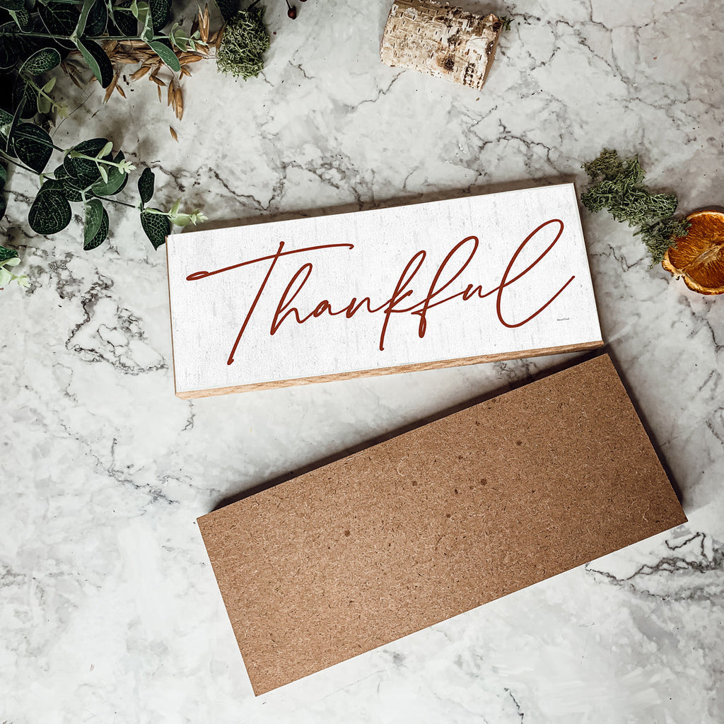 Give Thanks Rustic Wall Sign Set 10x4x1 Inch, Rust Background White Script, Single Or 2-Pack BandsCo Straps