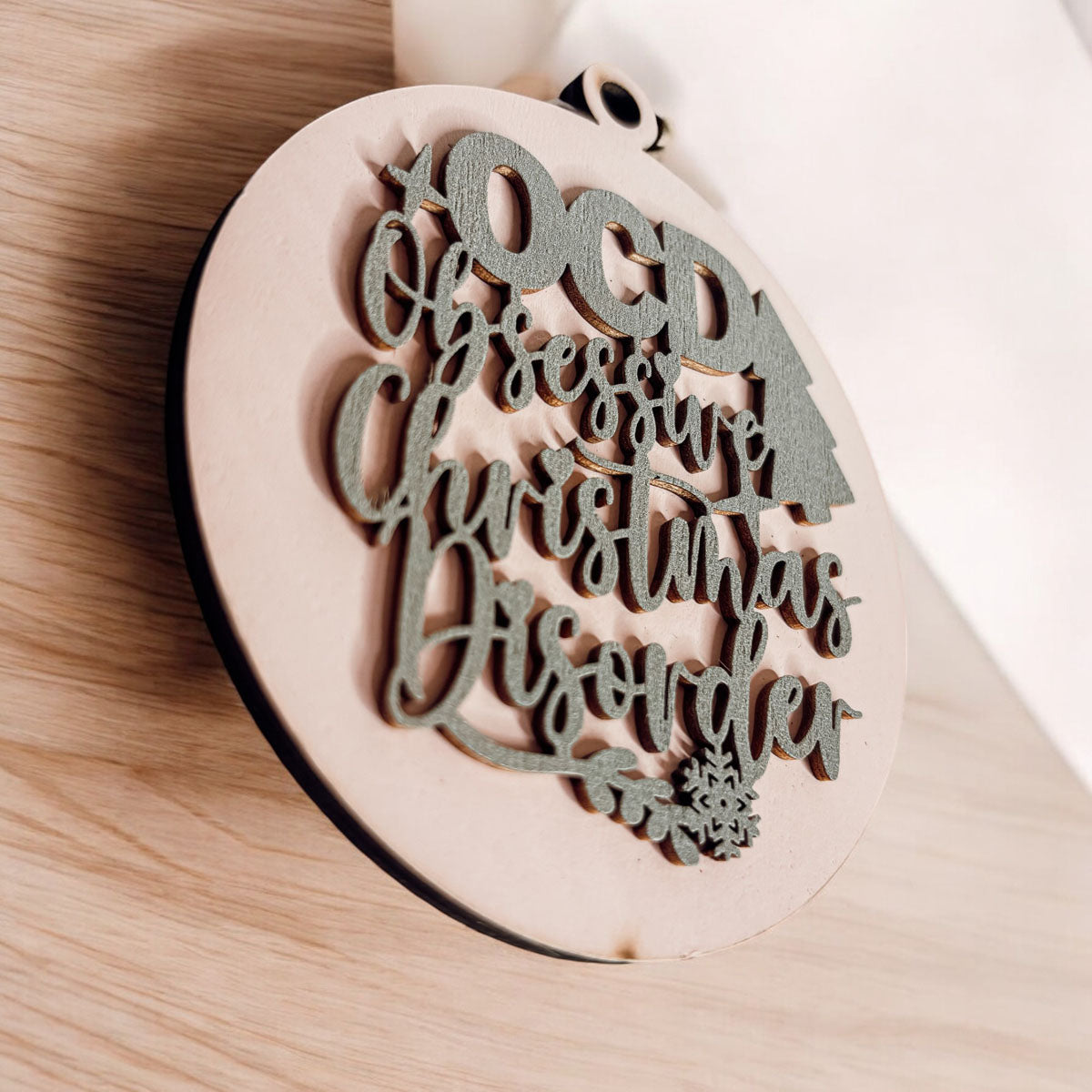 Handcrafted 3D Wooden Christmas Ornaments Imperfect OCD Style Limited Edition Tree Hanging Decor BandsCo Straps