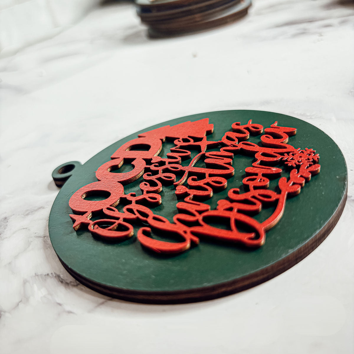 Handcrafted 3D Wooden Christmas Ornaments Imperfect OCD Style Limited Edition Tree Hanging Decor BandsCo Straps